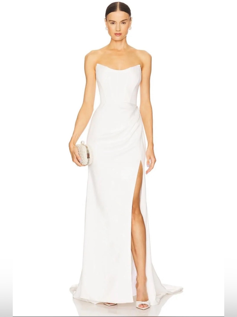 Katie May Ivory Strapless Sweetheart Gown with Thigh Slit